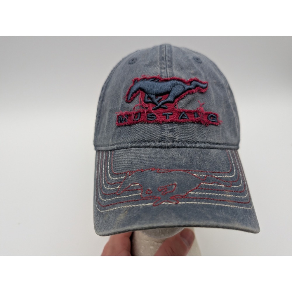Ford Mustang Official Licensed Blue Faded Distressed Baseball Hat Adjustable Cap
